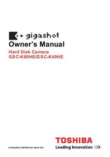 Toshiba Gigashot GSC K 40 HE manual. Camera Instructions.